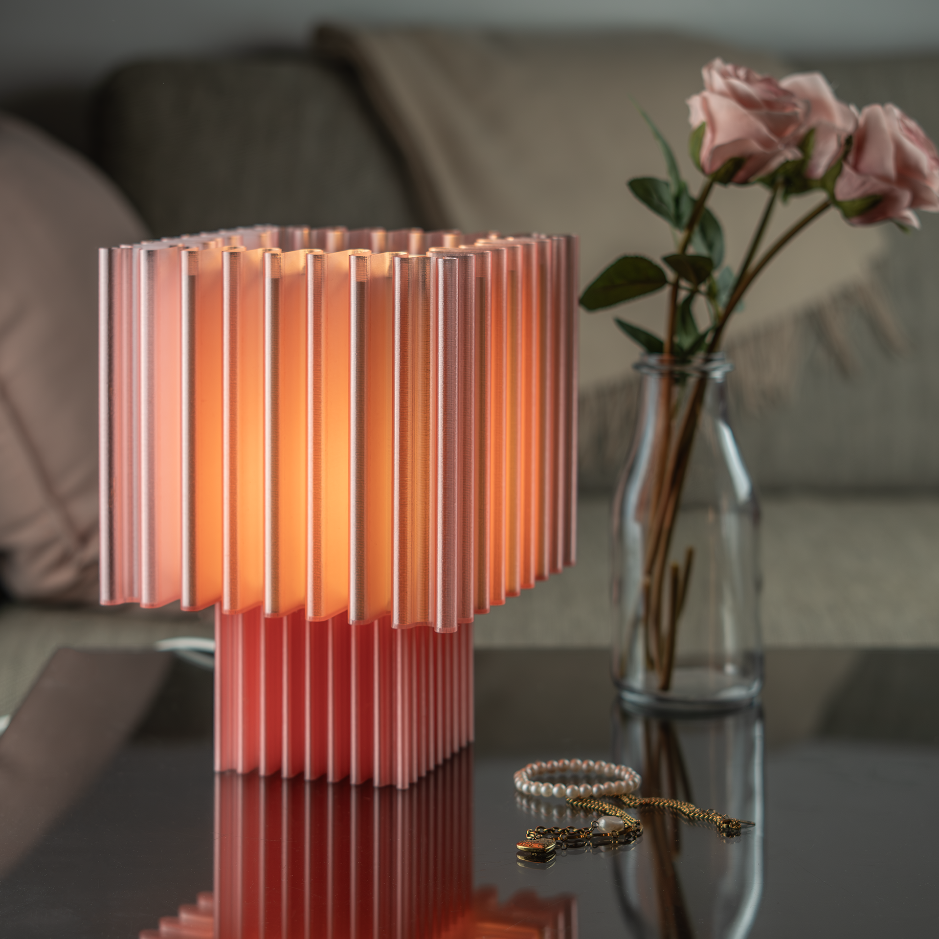 Zencube Table Lamp in Cherry Blossom Pink