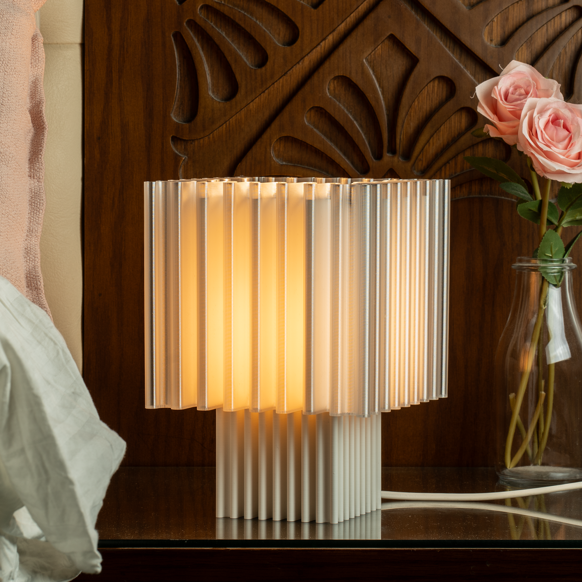 Zencube Table Lamp in Crystalline x Dove White
