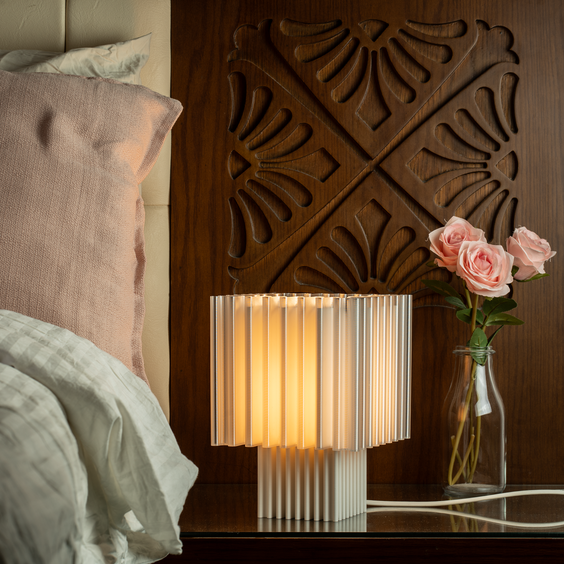 Zencube Table Lamp in Crystalline x Dove White