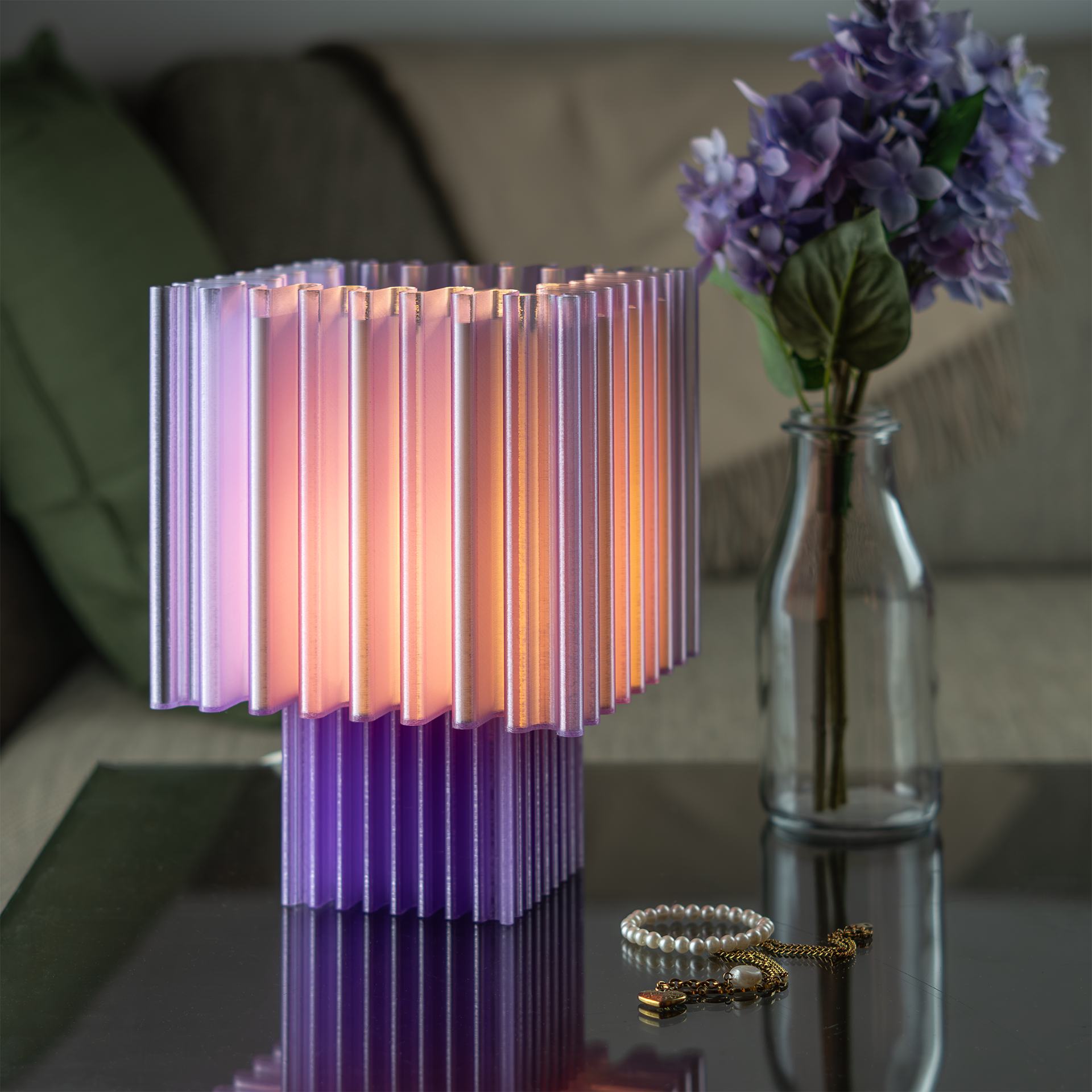 Zencube Table Lamp in Lilac Frost Purple